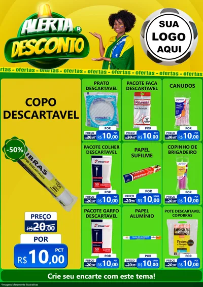 Modelo de Encarte para Encarte A4 Vertical com o tema Alerta de Desconto para Embalagens