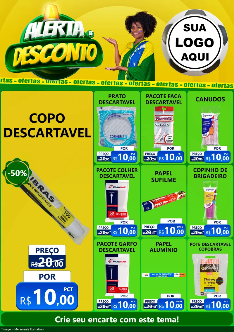Modelo de Encarte para Encarte A4 Vertical com o tema Alerta de Desconto para Embalagens