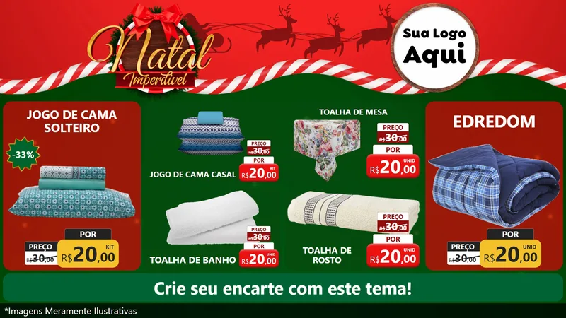 Modelo de TV para TV Horizontal com o tema Natal Imperdível para Cama, Mesa e Banho