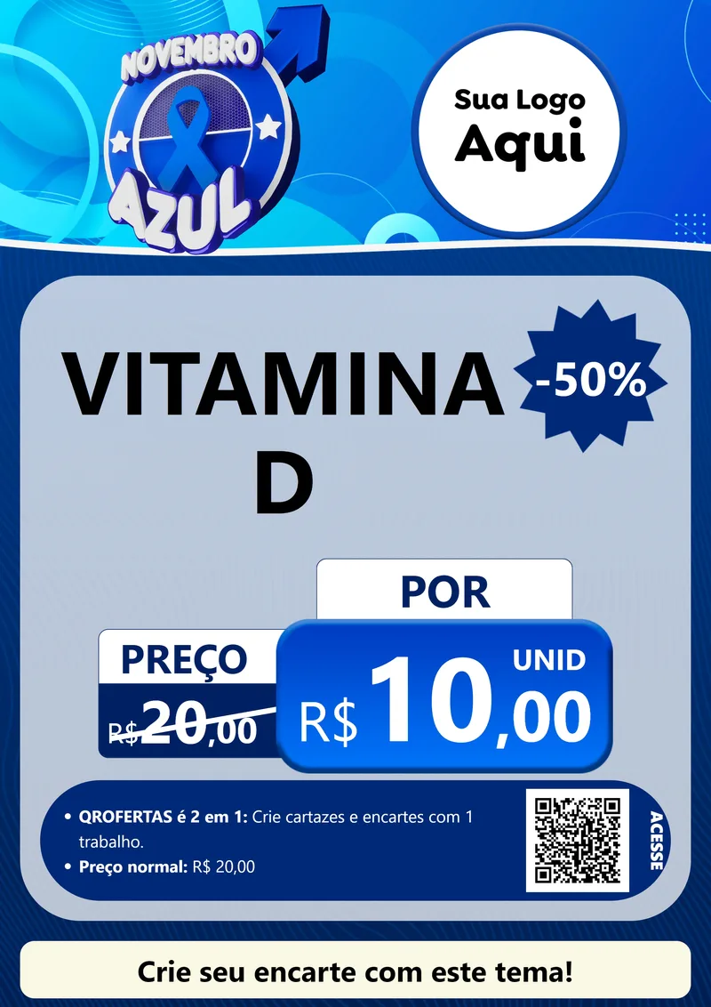 Modelo de Cartaz para Cartaz A4 Vertical com o tema Novembro Azul para Farmácia