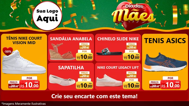 Modelo de TV para TV Horizontal com o tema Dia das Mães para Calçados
