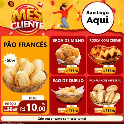 Modelo de Rede Social para Feed Facebook com o tema Mês do Cliente para Padaria