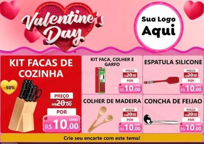 Modelo de Encarte para Encarte A4 Horizontal com o tema Valentine's Day para Utilidades Domésticas