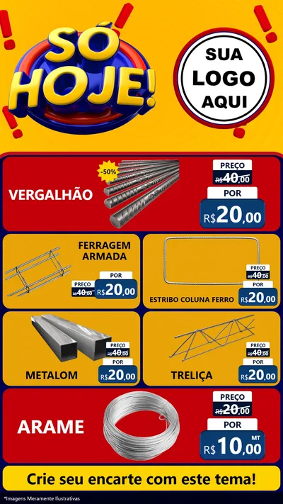 Modelo de TV para TV Vertical com o tema Só Hoje! para Ferragens