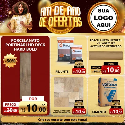 Modelo de Rede Social para Feed Facebook com o tema Fim de Ano de Ofertas para Pisos e revestimentos