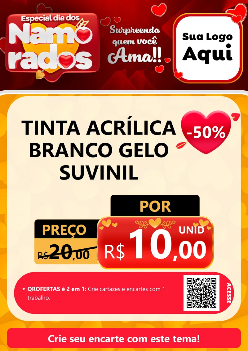 Modelo de Cartaz para Cartaz A4 Vertical com o tema Especial Dia dos Namorados para Tintas e Ferramentas