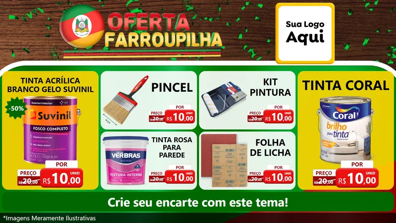 Modelo de TV para TV Horizontal com o tema Oferta Farroupilha para Tintas e Ferramentas