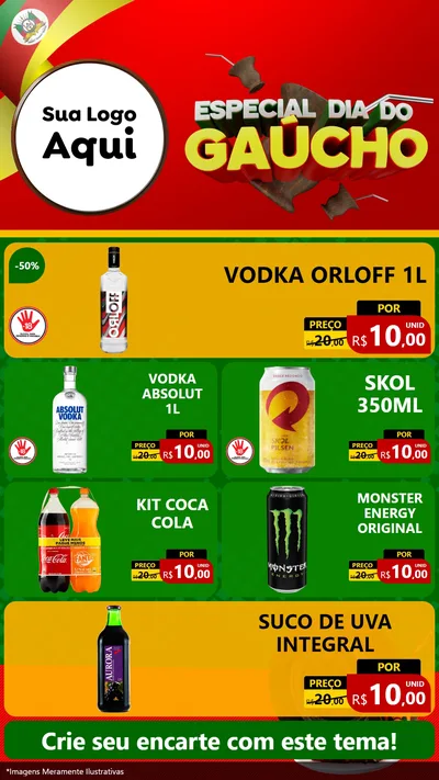 Modelo de TV para TV Vertical com o tema Especial Dia do Gaúcho para Distribuidora de bebidas