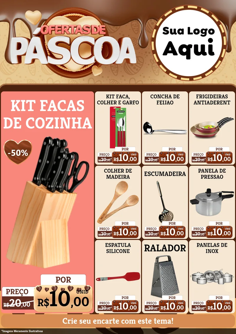 Modelo de Encarte para Encarte A4 Vertical com o tema Ofertas de Páscoa para Utilidades Domésticas