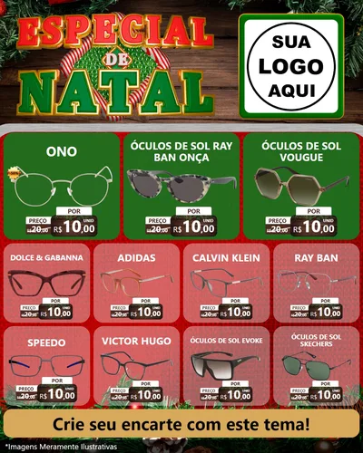 Modelo de Rede Social para Feed Instagram com o tema Especial de Natal para Óticas