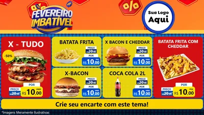 Modelo de TV para TV Horizontal com o tema Fevereiro Imbatível para Hamburgueria