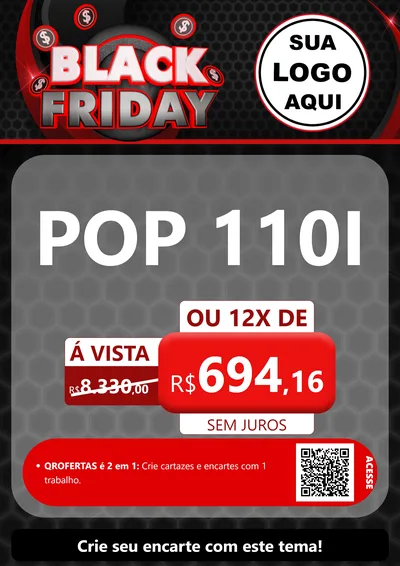 Modelo de Cartaz para Cartaz A4 Vertical com o tema Black Friday para Concessionaria de Motos