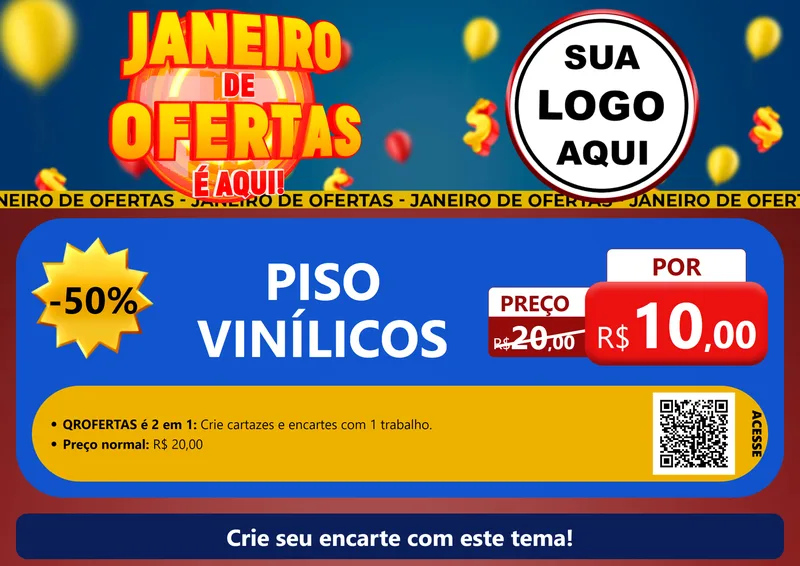 Modelo de Cartaz para Cartaz A4 Horizontal com o tema Janeiro de Ofertas É Aqui! para Material para Construção