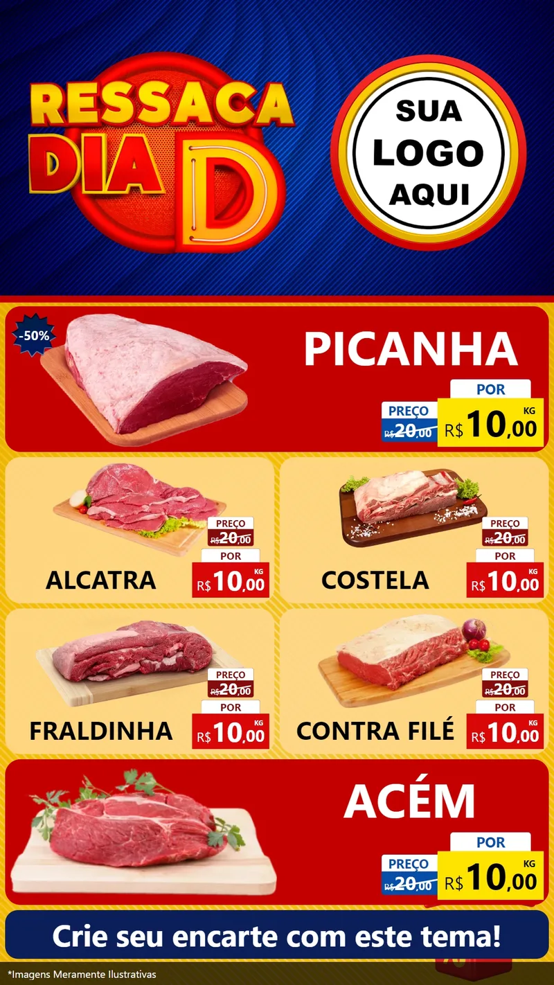 Modelo de TV para TV Vertical com o tema Ressaca Dia D para Açougue