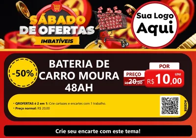 Modelo de Cartaz para Cartaz A4 Horizontal com o tema Sábado de Ofertas Imbatíveis para Baterias Elétricas