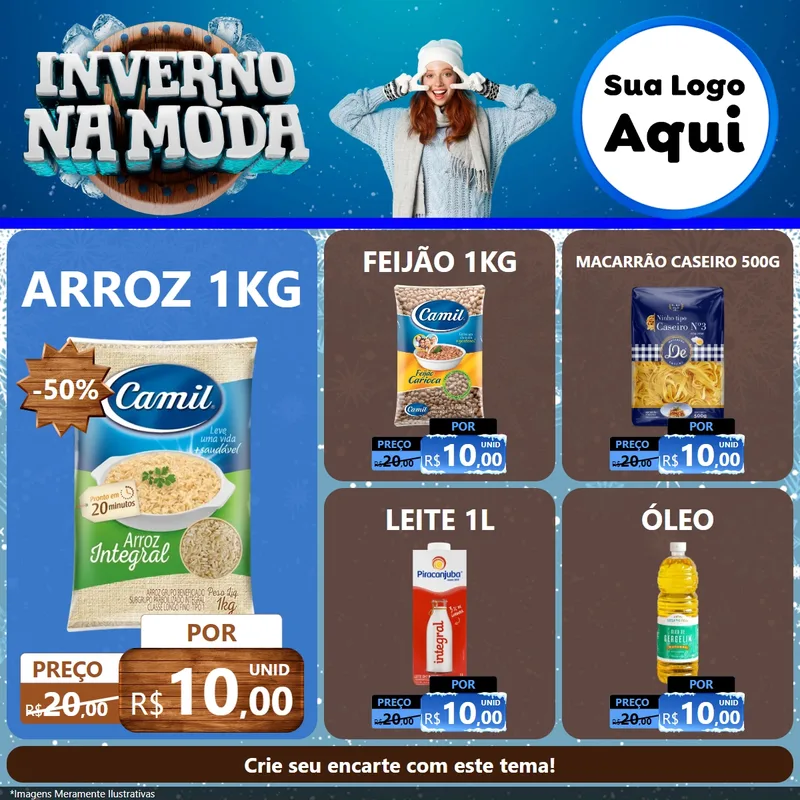 Modelo de Rede Social para Feed Facebook com o tema Inverno na Moda para Supermercado