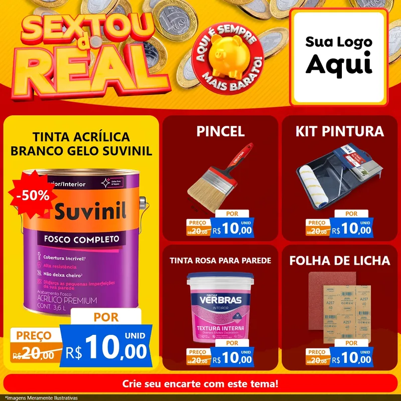 Modelo de Rede Social para Feed Facebook com o tema Sextou do Real para Tintas e Ferramentas