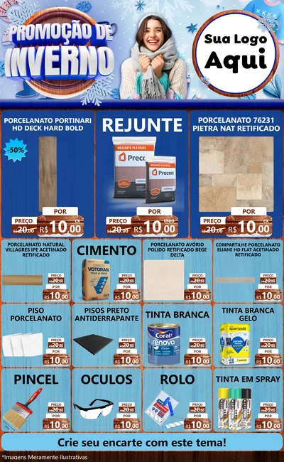 Modelo de Encarte para Encarte Grande com o tema Promoção de Inverno para Pisos e revestimentos