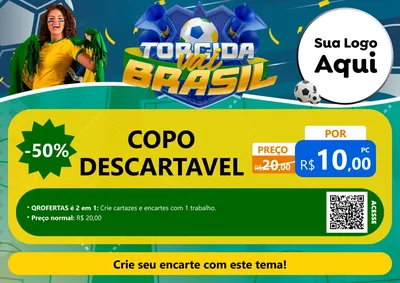 Modelo de Cartaz para Cartaz A4 Horizontal com o tema Torcida Vai Brasil - Copa para Embalagens