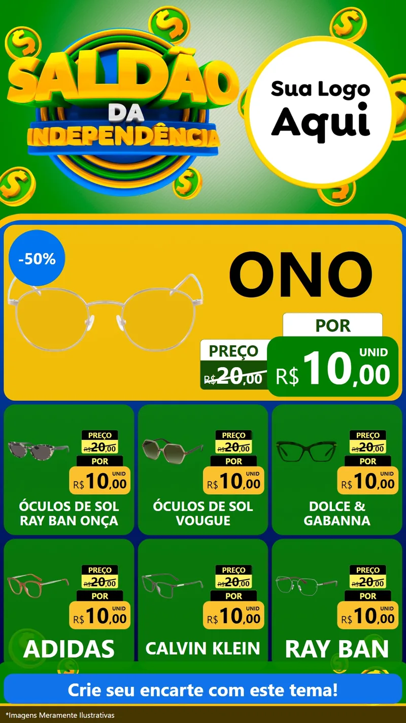Modelo de Rede Social para Stories com o tema Saldão da Indepêndencia para Óticas
