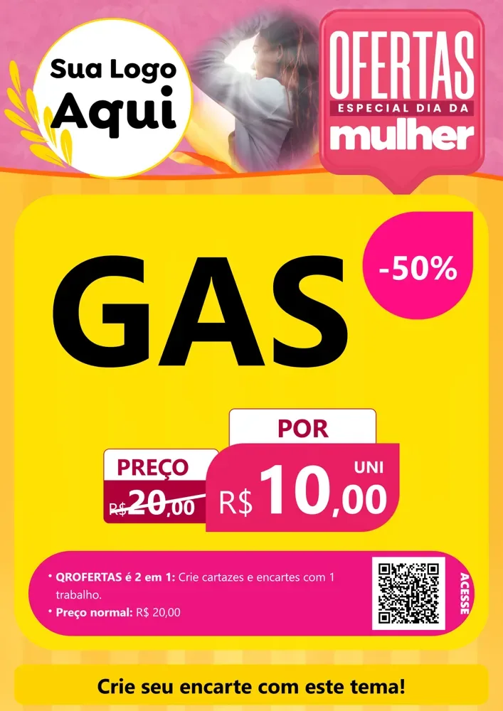 Modelo de Cartaz para Cartaz A4 Vertical com o tema Ofertas - Especial Dia Das Mulheres para Água e gás