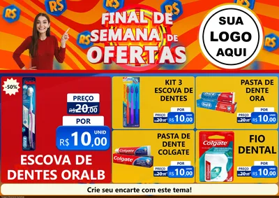 Modelo de Encarte para Encarte A4 Horizontal com o tema Final de Semana de Ofertas para Higiene Pessoal