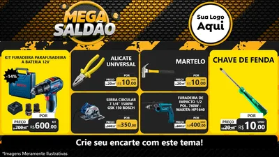 Modelo de TV para TV Horizontal com o tema Mega Saldão para Maquinas e Ferramentas