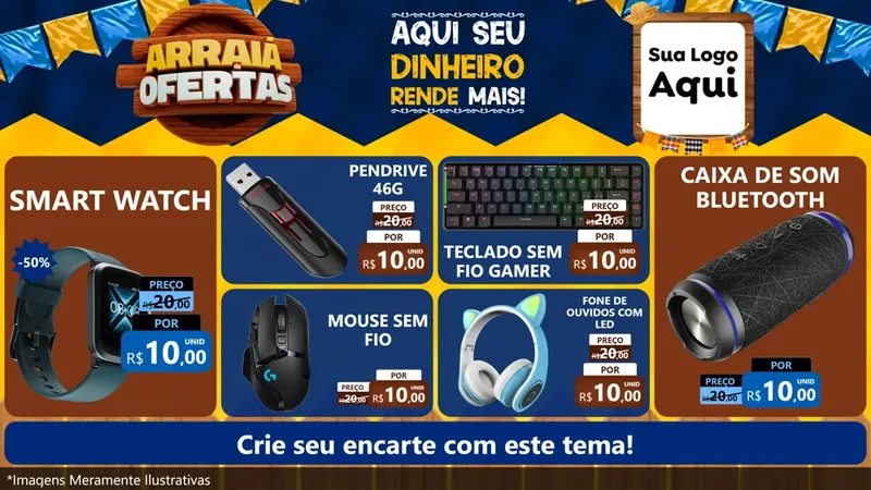 Modelo de TV para TV Horizontal com o tema Arraiá de Ofertas - Junina para Informática