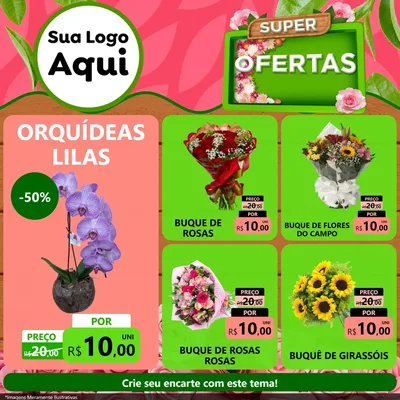 Modelo de Rede Social para Feed Facebook com o tema Super Ofertas- Jardinagem e Floricultura para Floricultura e jardim