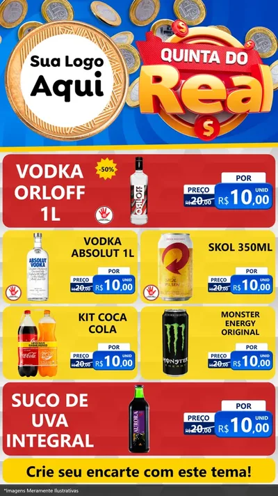 Modelo de TV para TV Vertical com o tema Quinta do Real para Distribuidora de bebidas