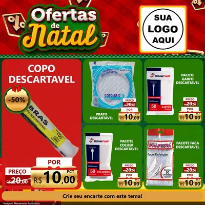 Modelo de Rede Social para Feed Facebook com o tema Ofertas de Natal para Embalagens