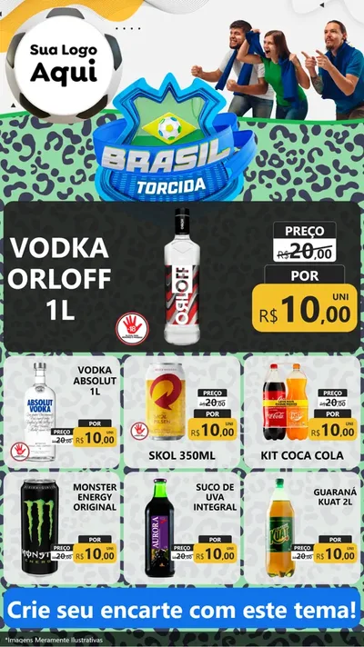 Modelo de Rede Social para Stories com o tema Brasil Torcida - Copa para Distribuidora de bebidas