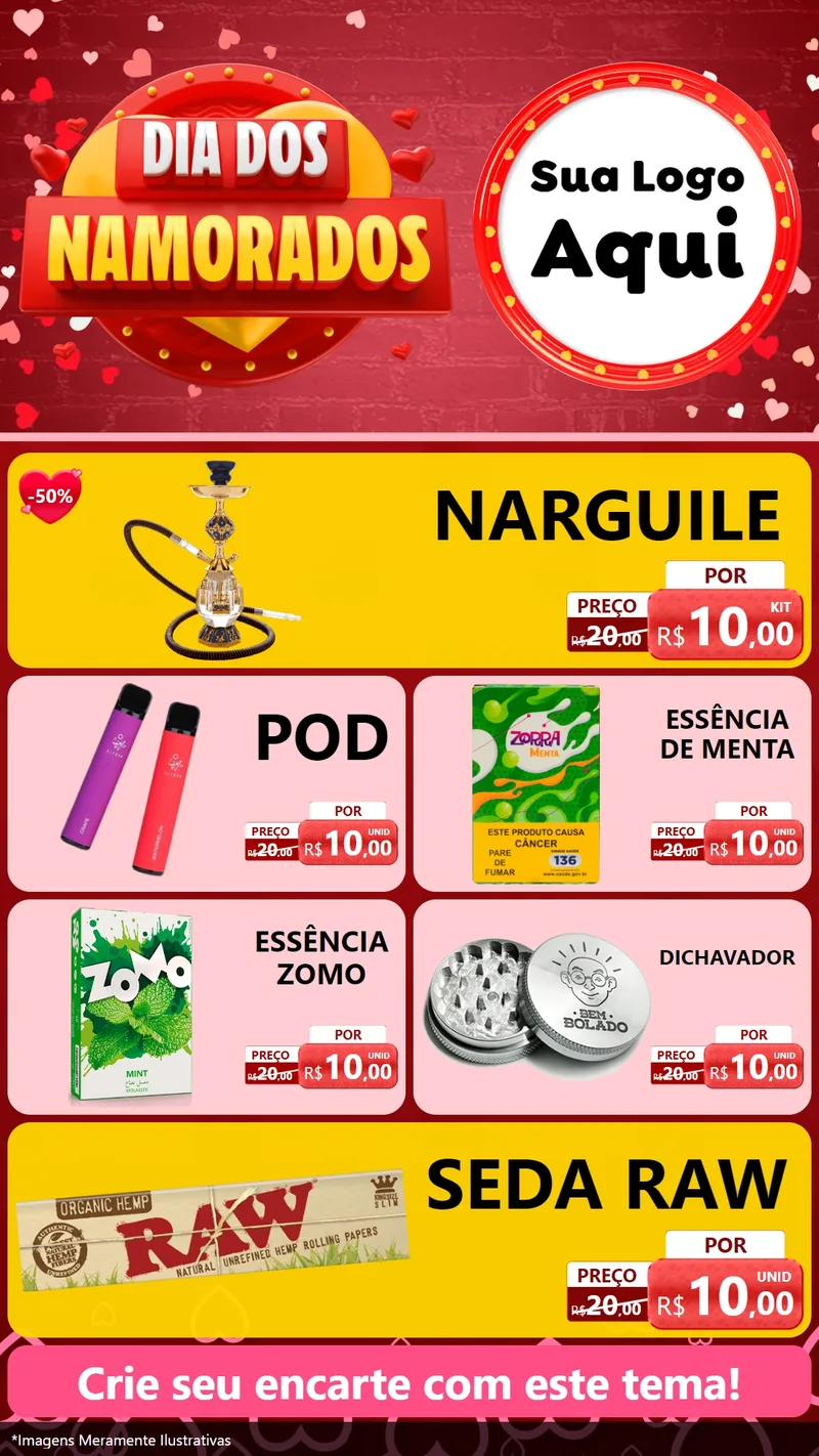 Modelo de TV para TV Vertical com o tema Dia Dos Namorados para Tabacaria