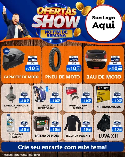 Modelo de Rede Social para Feed Instagram com o tema Ofertas Show No Fim De Semana para Moto peças
