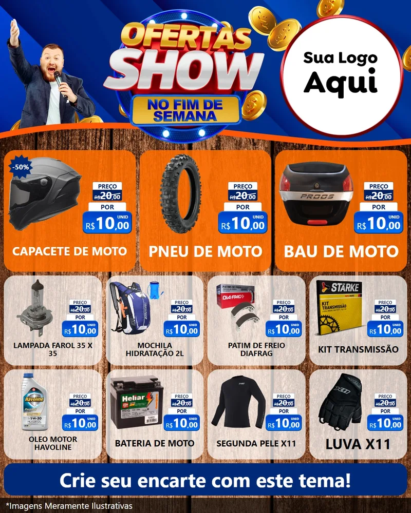 Modelo de Rede Social para Feed Instagram com o tema Ofertas Show No Fim De Semana para Moto peças