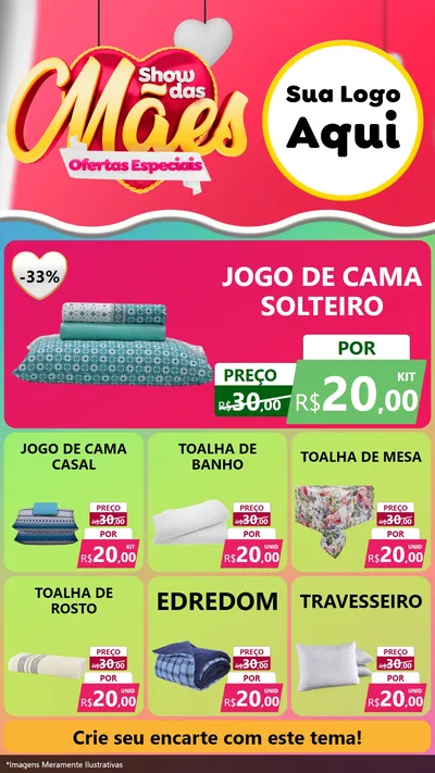 Modelo de Rede Social para Stories com o tema Show das Mães - Ofertas Especiais para Cama, Mesa e Banho