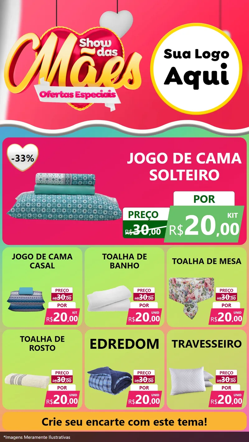 Modelo de Rede Social para Stories com o tema Show das Mães - Ofertas Especiais para Cama, Mesa e Banho