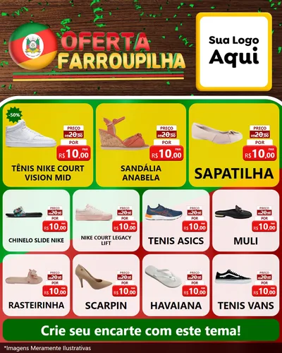 Modelo de Rede Social para Feed Instagram com o tema Oferta Farroupilha para Calçados