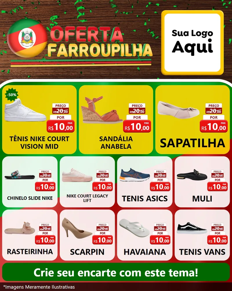 Modelo de Rede Social para Feed Instagram com o tema Oferta Farroupilha para Calçados
