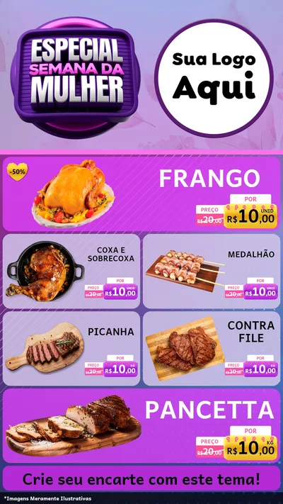 Modelo de TV para TV Vertical com o tema Especial Semana da Mulher para Assados