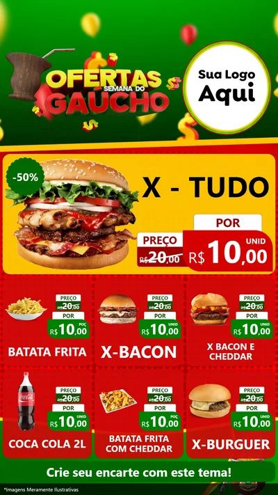 Modelo de Rede Social para Stories com o tema Ofertas Semana Do Gaúcho para Hamburgueria