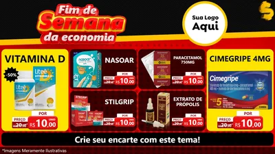 Modelo de TV para TV Horizontal com o tema Fim de Semana da Economia para Farmácia