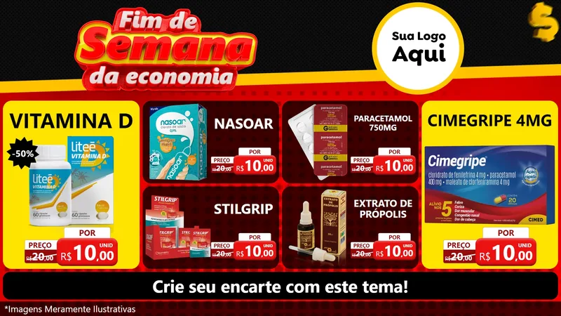 Modelo de TV para TV Horizontal com o tema Fim de Semana da Economia para Farmácia