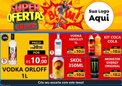 Modelo de Encarte para Encarte A4 Horizontal com o tema Super Ofertas Julho para Distribuidora de bebidas