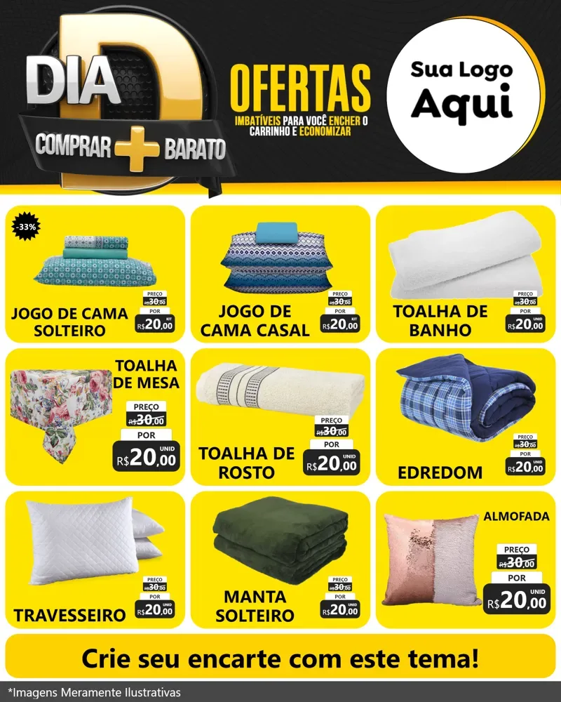 Modelo de Rede Social para Feed Instagram com o tema Dia D Mais Economia para Cama, Mesa e Banho