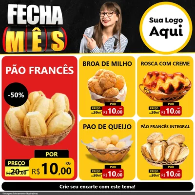 Modelo de Rede Social para Feed Facebook com o tema Fecha Mês para Padaria