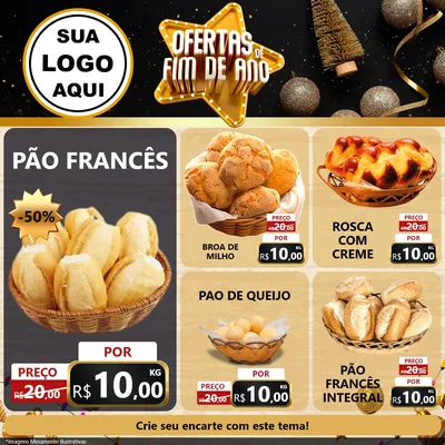 Modelo de Rede Social para Feed Facebook com o tema Ofertas de Fim de Ano para Padaria