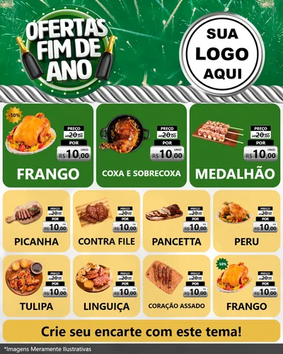 Modelo de Rede Social para Feed Instagram com o tema Ofertas Fim de Ano para Assados