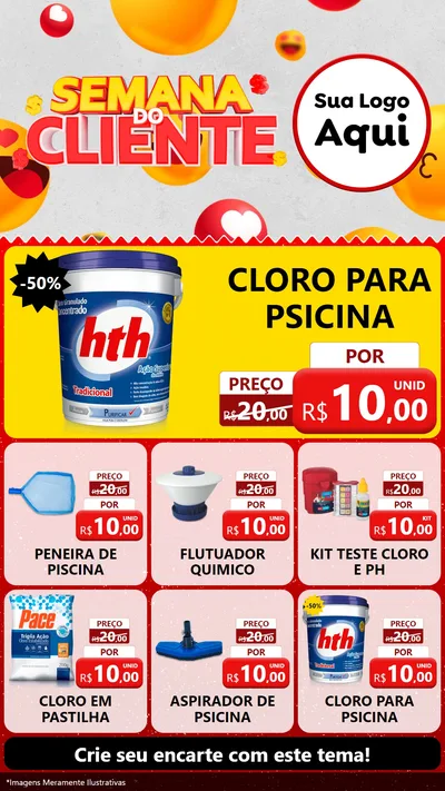 Modelo de Rede Social para Stories com o tema Semana do Cliente para Produtos para Piscina