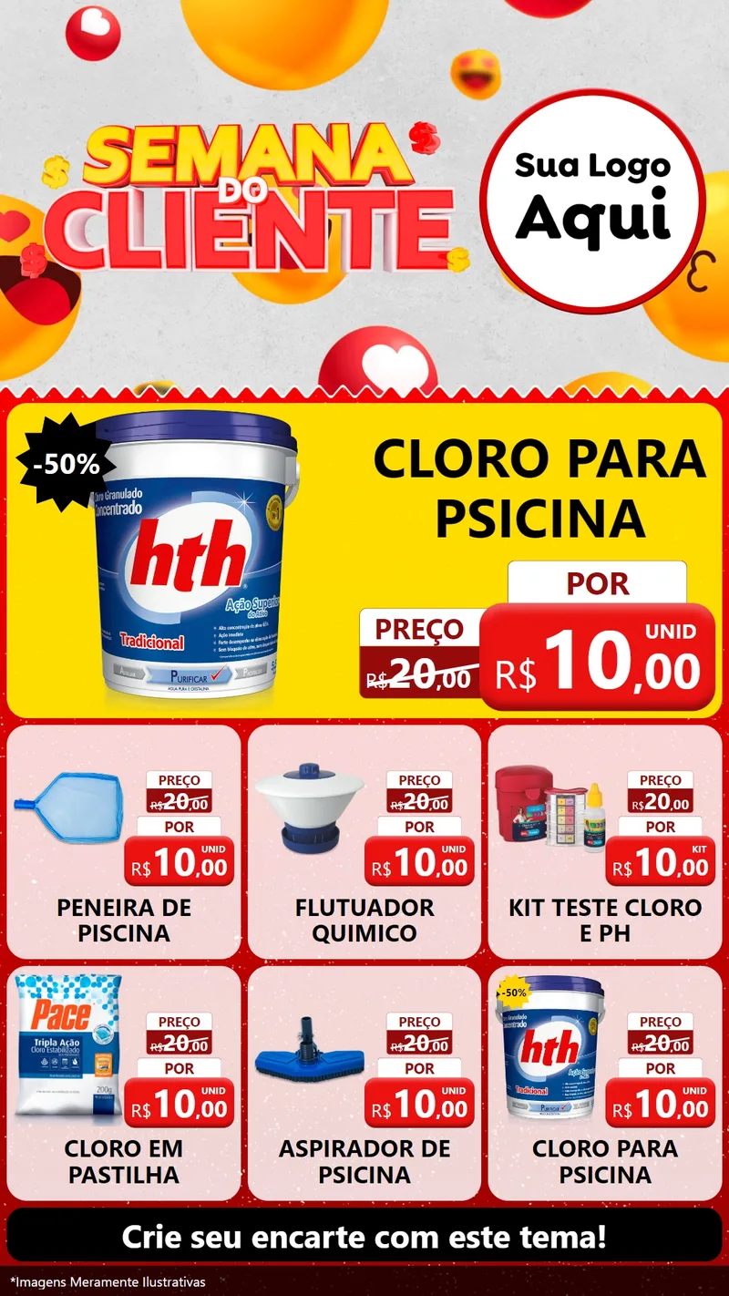 Modelo de Rede Social para Stories com o tema Semana do Cliente para Produtos para Piscina